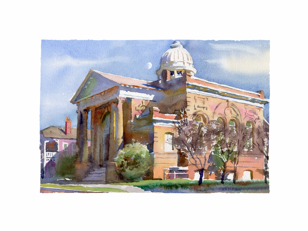 Print | Day Moon Over Temple B'Nai Israel